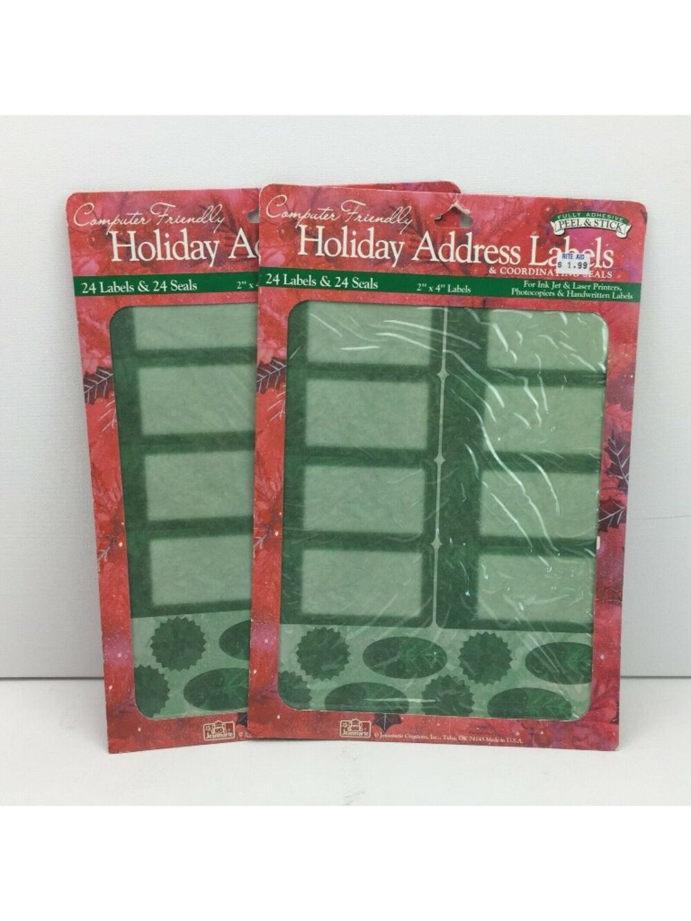 Computer Friendly Holiday Address Label Peel & Stick Seals 24 Count Each